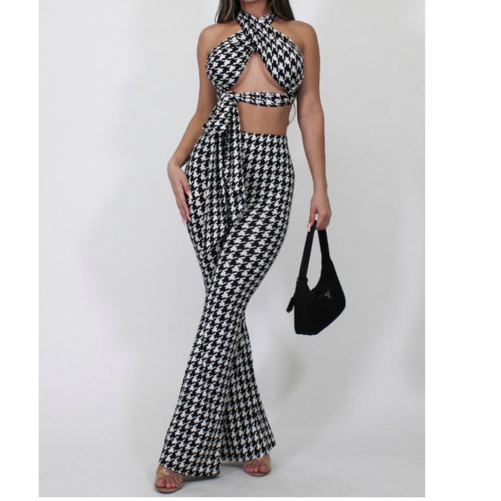 Magic wrap top and bell bottom pants set - Picture 2 of 10